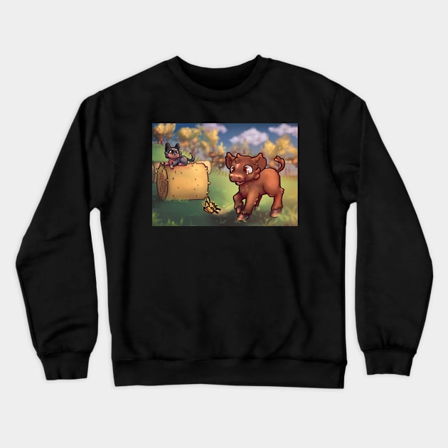 Fluffy cow Crewneck Sweatshirt by OrangeRamphasto